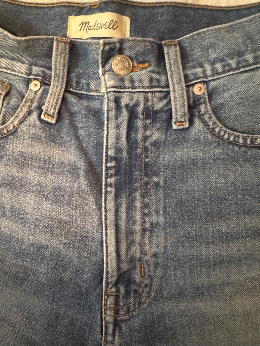 Madewell MomShortsBlue High-Rise Frayed Denim Shorts - Picture 3 of 5